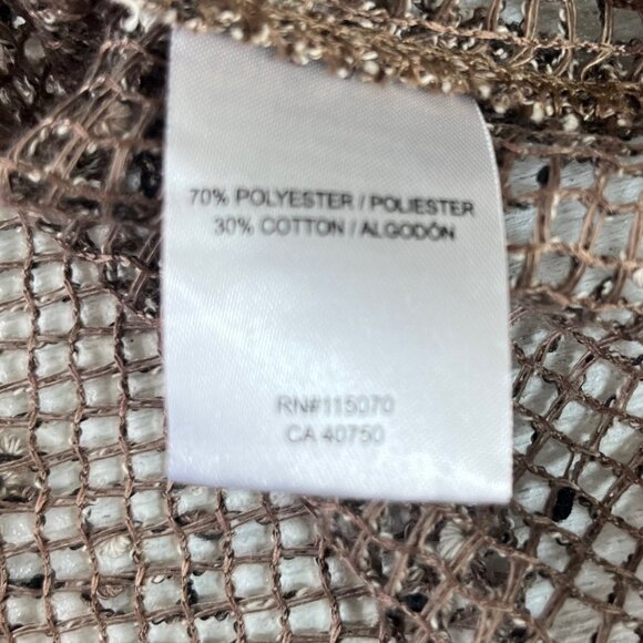 Nina Leonard Open Knit Bolero Cardigan Nina Leonard Large Brown Button Closure - Picture 10 of 11